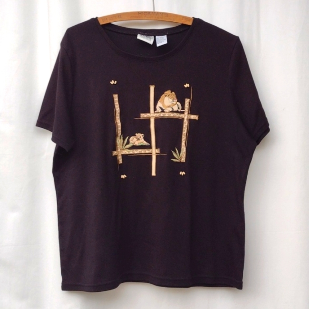 Vintage Jason Maxwell Black Lion Short Sleeve T-shirt Women's XL